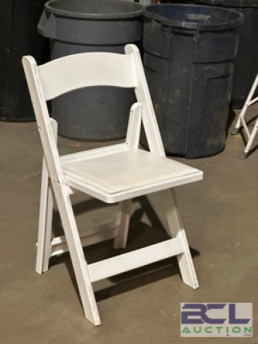 (5) - WHITE PADDED RESIN FOLDING CHAIRS