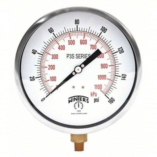 DESCRIPTION: (3) INDUSTRIAL PRESSURE GAUGE BRAND/MODEL: WINTERS #491C04 INFORMATION: 0 TO 160 PSI, 6 IN DIAL, 1/4 IN NPT MALE, BOTTOM, &plusmn;0.5% ACCURACY