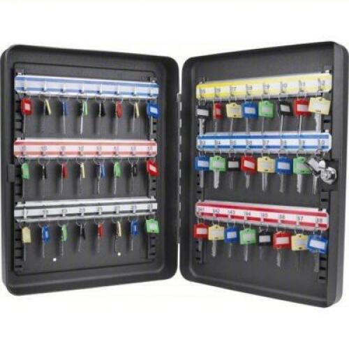 DESCRIPTION: (1) LOCKABLE KEY CABINET BRAND/MODEL: PRODUCT NUMBER #53JF31 INFORMATION: 48 KEY CAPACITY, SINGLE KEY LOCK, STEEL, BLACK SIZE: 14-1/2" H