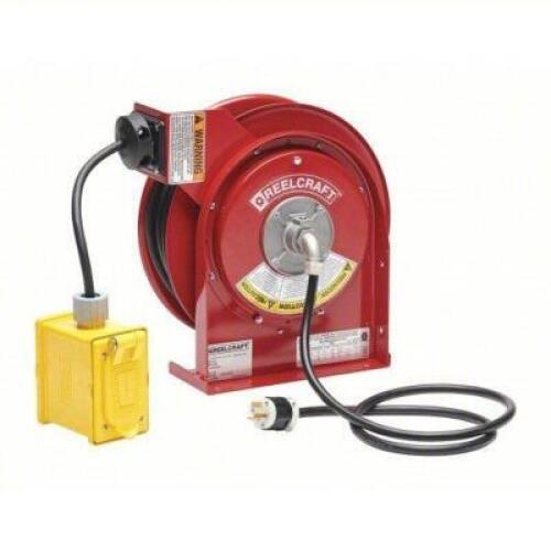 DESCRIPTION: (1) EXTENSION CORD REEL BRAND/MODEL: REELCRAFT #2XJA2 INFORMATION: GROUNDING PLUG, NEMA 5-20P, DUPLEX GFCI BOX RECEPTACLE, NEMA 5-20R RET
