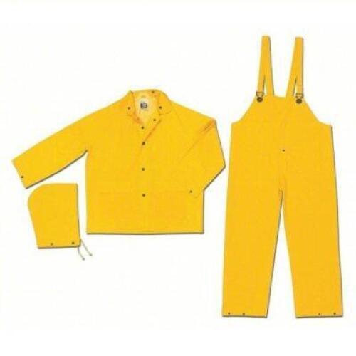 DESCRIPTION: (7) CLASSIC INDUSTRIAL STANDARD RAIN SUIT WITH DETACHABLE HOOD BRAND/MODEL: MCR SAFETY #2303XL INFORMATION: YELLOW SIZE: XL RETAIL$: $22.