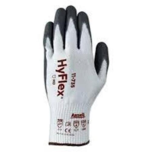 DESCRIPTION: (24) PAIRS OF CUT PROTECTION GLOVES BRAND/MODEL: HYFLEX #11-735 INFORMATION: WHITE SIZE: SIZE 9 RETAIL$: $13.68 PER PAIR QTY: 24