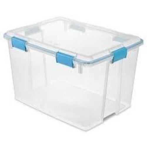 DESCRIPTION: (2) STORAGE TOTES BRAND/MODEL: STERILITE #1938LAB43 INFORMATION: CLEAR SIZE: 24X18X15.5 RETAIL$: $15.98 EA QTY: 2