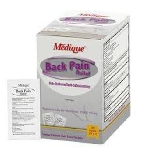 DESCRIPTION: (6) BOXES OF PAIN RELIEVER PILLS BRAND/MODEL: MEDIQUE BACK PAIN RELIEF SIZE: 40 PACKS OF 2 PILLS 580 MG RETAIL$: $10.38 EA QTY: 6