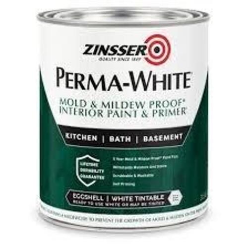 DESCRIPTION: (4) MOLD AND MILDEW-PROOF INTERIOR PAINT BRAND/MODEL: ZINSSER PERMA-WHITE INFORMATION: SATIN SIZE: 31.5 OZ RETAIL$: $24.17 EA QTY: 4
