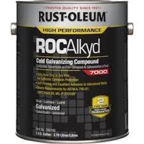 DESCRIPTION: (2) COLD GALVANIZING COMPOUND BRAND/MODEL: RUST-OLEUM ROCALKYD 7000 INFORMATION: SPRAYON EL601 SIZE: 1 GALLON RETAIL$: $73.00 EA QTY: 2
