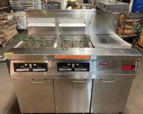DESCRIPTION FRYMASTER GAS TWO BANK DEEP FRYER WITH DUMP STATION AND MAGIC II FILTRATION. BRAND / MODEL: FRYMASTERS FHM250CSC ADDITIONAL INFORMATION NA