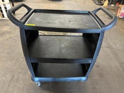 DESCRIPTION CARLISLE THREE TIER BLACK PLASTIC UTILITY CART. BRAND / MODEL: CARLISLE LOCATION BAY 6 QTY 1