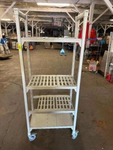 DESCRIPTION 29" X17" FIVE TIER PLASTIC SHELF ON CASTERS. BRAND / MODEL: CAMBRO SIZE 29" X17" LOCATION BAY 6 QTY 1