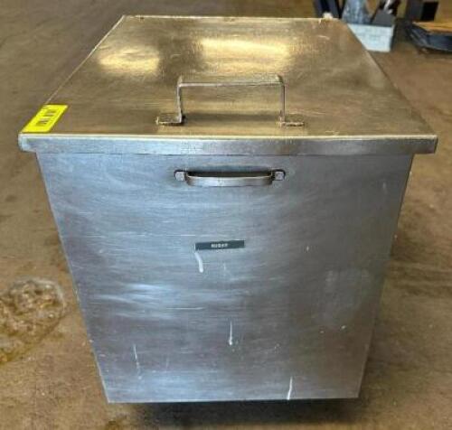 DESCRIPTION ROLL ABOUT STAINLESS INGREDIENTS BIN W/ LID. LOCATION BAY 6 QTY 1