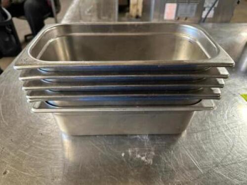 DESCRIPTION (6) 1/3 SIZE STAINLESS INSERTS. ADDITIONAL INFORMATION 4" DEEP THIS LOT IS: SOLD BY THE PIECE LOCATION BAY 6 QTY 6