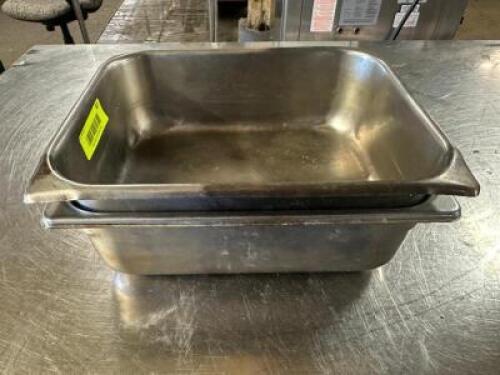 DESCRIPTION (2) 1/2 SIZE STAINLESS INSERTS ADDITIONAL INFORMATION 4" DEEP THIS LOT IS: SOLD BY THE PIECE LOCATION BAY 6 QTY 2