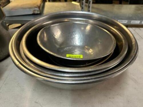 DESCRIPTION (5) PIECE STAINLESS MIXING BOWL SET. ADDITIONAL INFORMATION 16" - 10" THIS LOT IS: SOLD BY THE PIECE LOCATION BAY 6 QTY 5