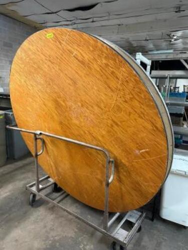 DESCRIPTION (2) 72" ROUND FOLDING BANQUET TABLES. THIS LOT IS: SOLD BY THE PIECE SIZE 72" LOCATION BAY 6 QTY 2