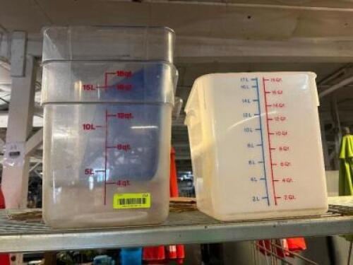 DESCRIPTION (3) ASSORTED PLASTIC CONTAINERS. THIS LOT IS: ONE MONEY LOCATION BAY 6 QTY 1