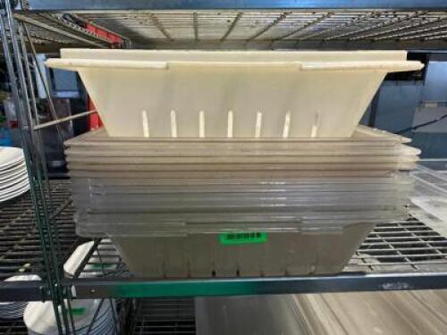 DESCRIPTION (1) LOT OF ASSORTED PLASTIC CONTAINERS AND LIDS. THIS LOT IS: ONE MONEY LOCATION BAY 6 QTY 1