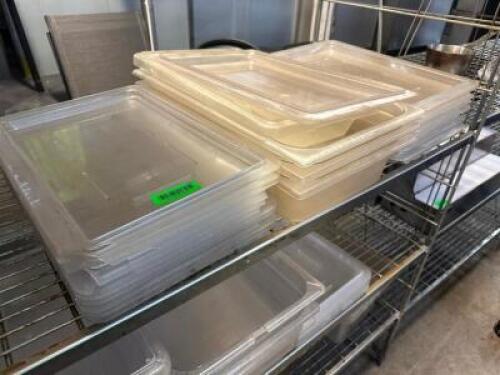 DESCRIPTION (1) LOT OF ASSORTED PLASTIC CONTAINERS AND LIDS. THIS LOT IS: ONE MONEY LOCATION BAY 6 QTY 1