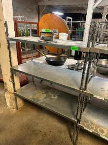 DESCRIPTION (2) 48" X 24" THREE TIER STAINLESS SHELVES. ADDITIONAL INFORMATION CONTENTS ARE NOT INCLUDED THIS LOT IS: SOLD BY THE PIECE SIZE 36" X 24"
