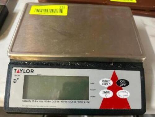 DESCRIPTION TAYLOR 10 LB. PORTION SCALE. BRAND / MODEL: TAYLOR ADDITIONAL INFORMATION MISSING 12 VOLT POWER CORD. LOCATION BAY 6 QTY 1
