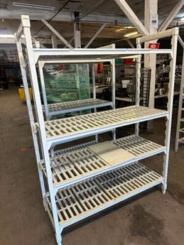 DESCRIPTION 60" X 18" FOUR TIER PLASTIC RACK BRAND / MODEL: CAMBRO SIZE 60" X 18" LOCATION BAY 6 QTY 1