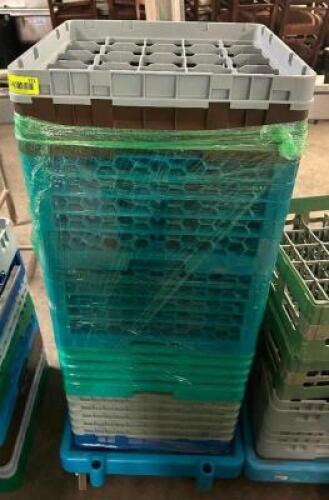 DESCRIPTION (6) ASSORTED GLASS RACKS W/ DOLLY. THIS LOT IS: ONE MONEY LOCATION BAY 6 QTY 1