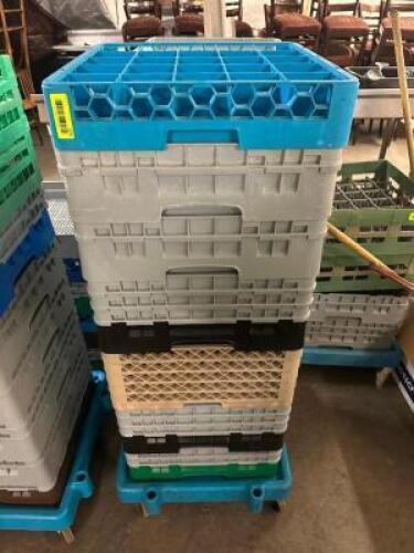 DESCRIPTION (6) ASSORTED GLASS RACKS W/ DOLLY. THIS LOT IS: ONE MONEY LOCATION BAY 6 QTY 1