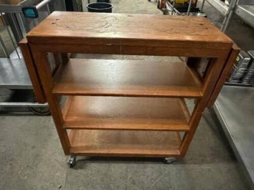 DESCRIPTION 30" X 13" WOODEN CEASAR SALAD CARTS SIZE 30" X 13" LOCATION BAY 6 QTY 1