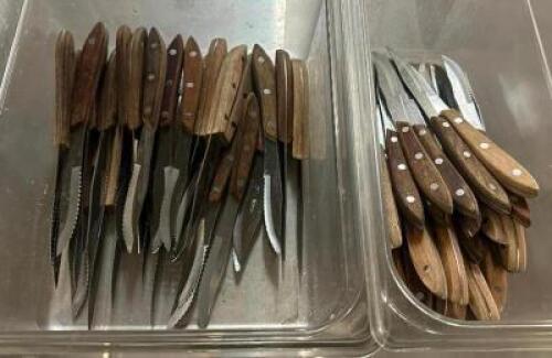 DESCRIPTION (1) LOT OF ASSORTED STAINLESS STEAK KNIVES. THIS LOT IS: ONE MONEY LOCATION BAY 6 QTY 1