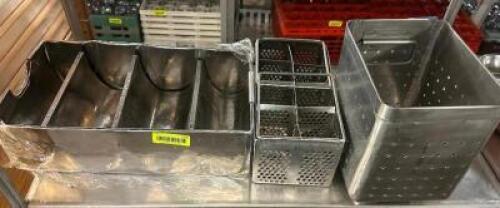 DESCRIPTION (3) MISC. STAINLESS CADDYS THIS LOT IS: ONE MONEY LOCATION BAY 6 QTY 1
