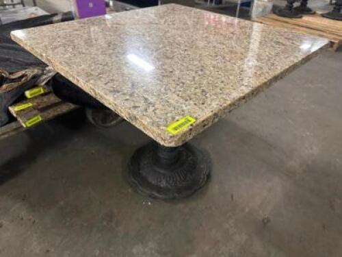 DESCRIPTION 36" X 36" GRANITE TABLE TOP W/ HEAVY DUTY CAST IRON BASE. SIZE 36" X 36" LOCATION BAY 6 QTY 1