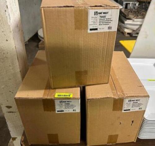 DESCRIPTION (3) CASES ROLL PAPER TOWEL DISPENSER BRAND / MODEL: BAY WEST 76500 THIS LOT IS: SOLD BY THE PIECE LOCATION BAY 6 QTY 3