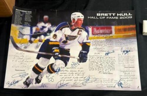 BRETT HULL HALL OF FAME 2009 SIGNED POSTER