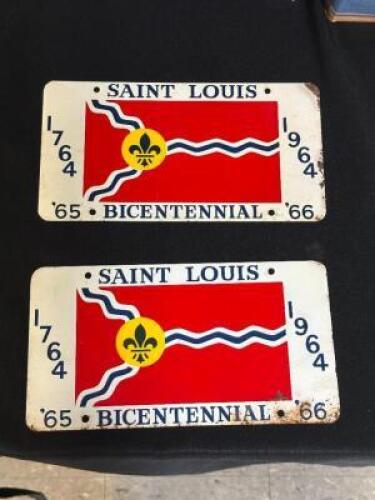 (2) - VINTAGE BICENTENNIAL SAINT LOUIS LICENSE PLATES