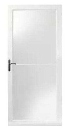 WHITE LEFT HAND RETRACTABLE STORM DOOR