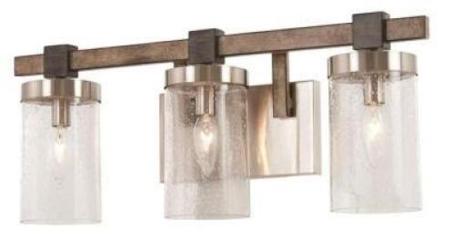 BRUSHED NICKEL THREE LIGHT BATH LIGHT