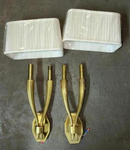 (2)- BRASS FINISH WALL LIGHTS