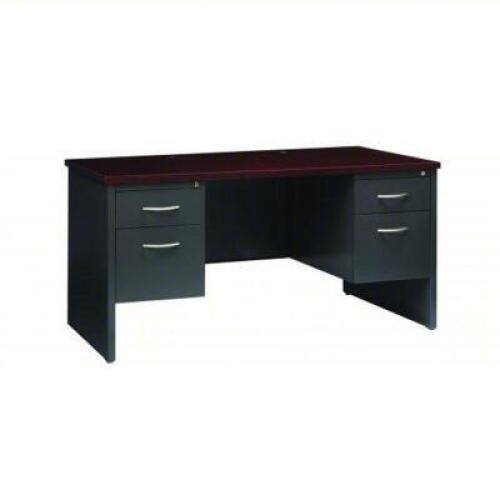 DESCRIPTION: (1) EXECUTIVE OFFICE DESK WITH LOCKING DRAWERS BRAND/MODEL: HIRSH #454Z59 INFORMATION: BROWN TOP, KEYS AND DRAWER HANDLES INCLUDED SIZE: