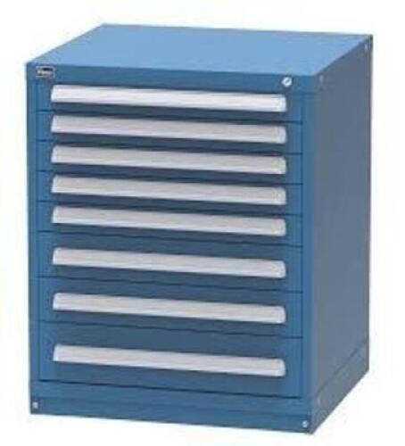 DESCRIPTION: (1) TOOL CABINETBRAND/MODEL: VIDMARINFORMATION: BLUE, LOCKING, NO KEYSIZE: 8 DRAWERS, 30"W X 27 3/4" X 37 1/4"RETAIL$: $1994.97 EAQTY: 1