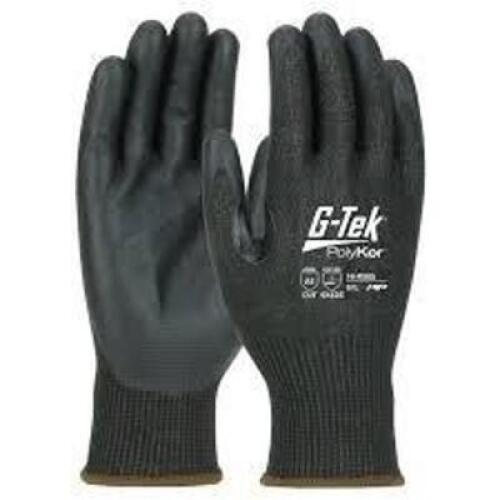 DESCRIPTION: (5) PAIRS OF CUT-RESISTANT GLVOES BRAND/MODEL: PIP G-TEK #16-X585 INFORMATION: BLACK, WATER-BASED POLYURETHANE, 15 SIZE: LARGE, SIZE 9 RE