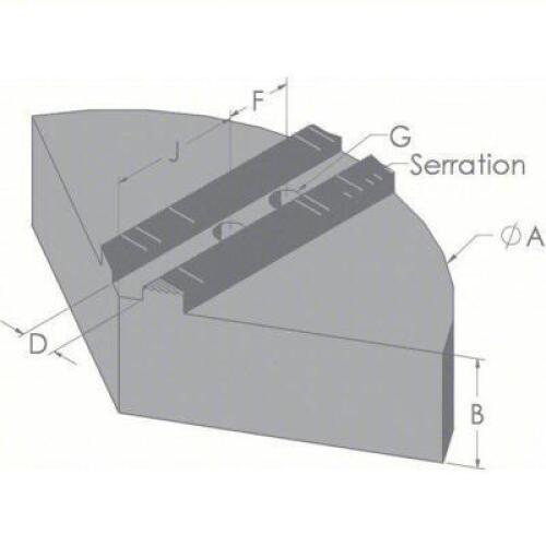 DESCRIPTION: (3) LATHE JAW BRAND/MODEL: ABBOTT #53RC89 INFORMATION: POINTED, SERRATED, ALUMINUM, FOR 12 IN CHUCK, 2 IN HT RETAIL$: $520.65 TOTAL QTY: