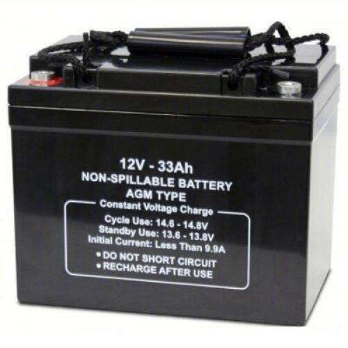 DESCRIPTION: (1) SEALED LEAD ACID BATTERY BRAND/MODEL: PRODUCT NUMBER #5EFH2 INFORMATION: 12V DC, 33 AH CAPACITY, 6.26 IN HT, 5.16 IN WD, 7.75 IN DP S