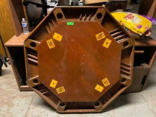 DECORATIVE POKER TABLE BASE AND TOP INCLUDED. SEE PHOTOS.
