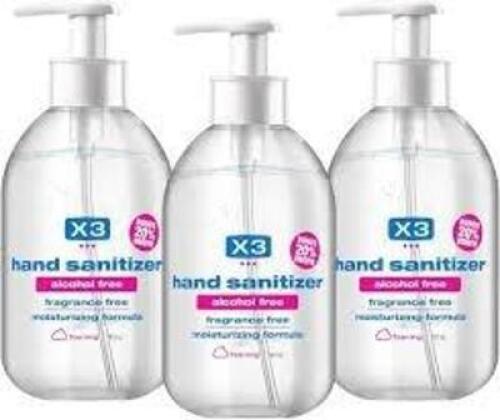 DESCRIPTION: (12) HAND SANITIZER BRAND/MODEL: X3 CLEAN #3VDF4 SIZE: 8 FL OZ RETAIL$: 8FL OZ QTY: 12