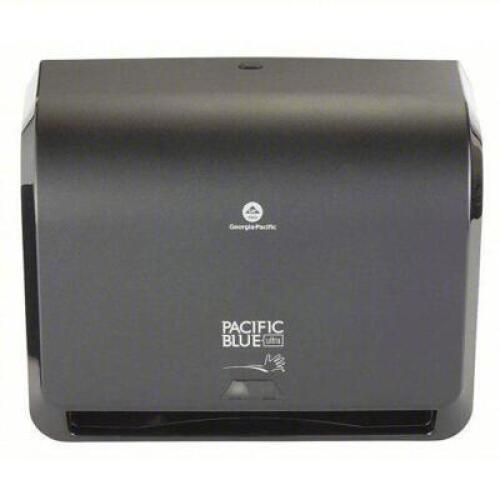 DESCRIPTION: (2) PAPER TOWEL DISPENSER BRAND/MODEL: GEORGIA-PACIFIC #55MW86 INFORMATION: BLACK SIZE: 9 in Paper Towel Wd, 1 3/4 in RETAIL$: $92.67 EA