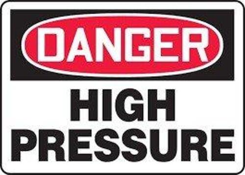 DESCRIPTION: (1) DANGER METAL SIGN INFORMATION: "HIGH PRESSURE ZONE" RETAIL$: $10.57 EA QTY: 1