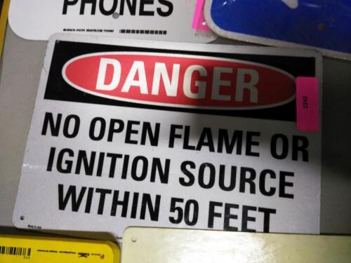 DESCRIPTION: (1) DANGER SIGN BRAND/MODEL: BRADY INFORMATION: NO OPEN FLAME RETAIL$: $35.20 EA QTY: 1
