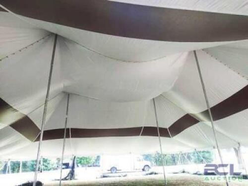 60X100 HI PEAK POLE TENT (BURGUNDY STRIPE AROUND TENT SLIGHTLY HIGHER THAN THE VALANCE) #423