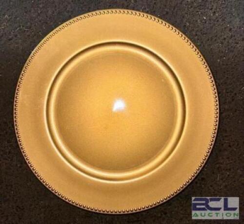 (50)- 13" PLASTIC GOLD CHARGERS