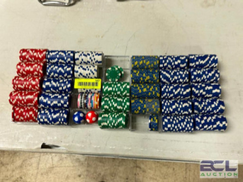 ASSORTED COLORED POKER CHIPS
