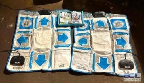 (4) FOLDABLE DANCE DANCE BOARDS WITH GAMES, ACCESSORIES AND ROAD CASE